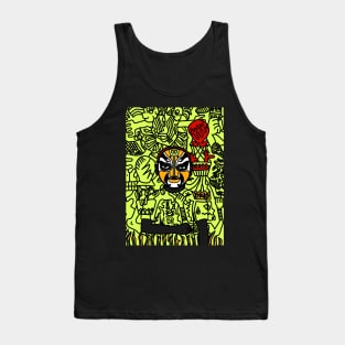 Explore the Enigmatic Carcosa - A MaleMask NFT with ChineseEye Color and Doodle Background Tank Top